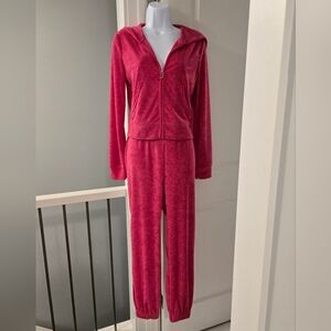 NWT - Juicy Couture OG Big Bling TOWEL TERRY Tracksuit In Vixen Pink. Size S.